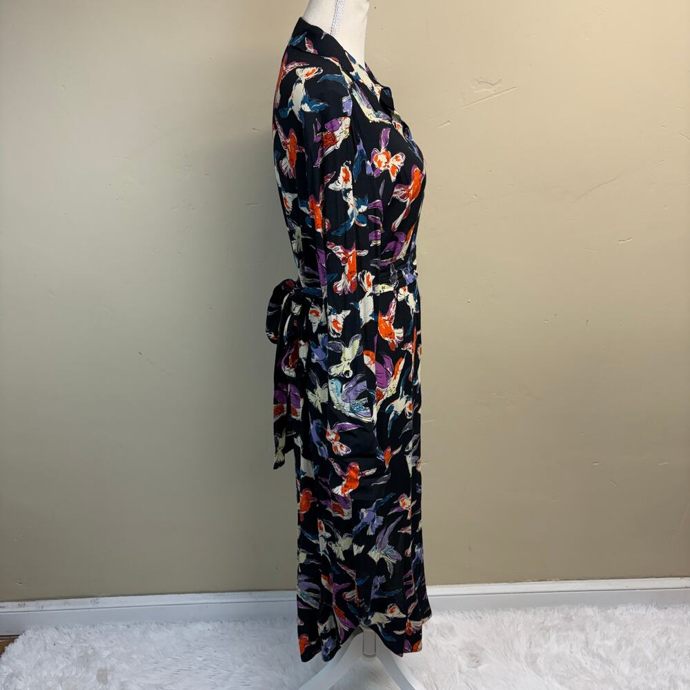 Anthropologie Maeve Martina Songbird Midi Shirt Dress Tie Belt Size 8 - Picture 4 of 9